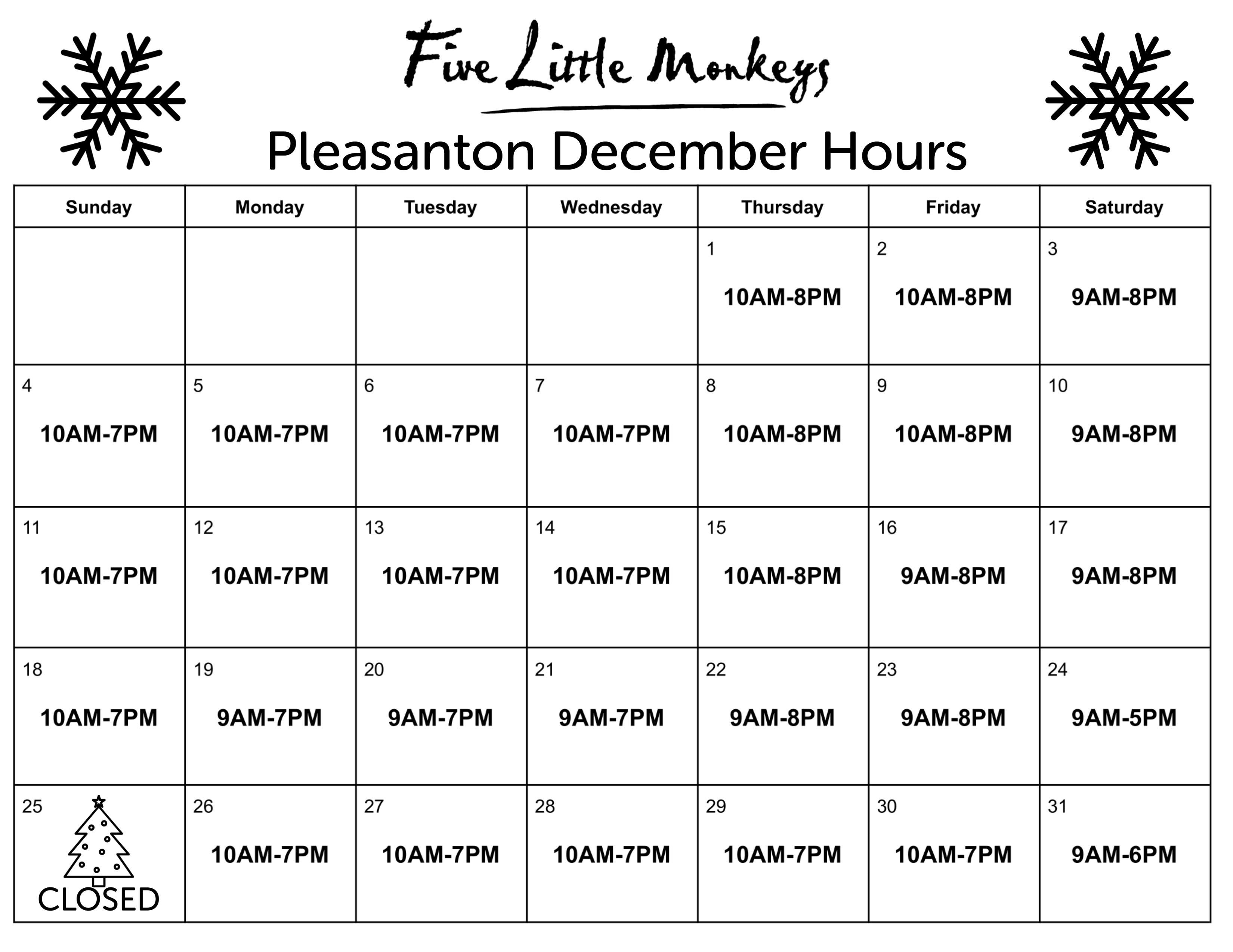 Ple Holiday Hours 1